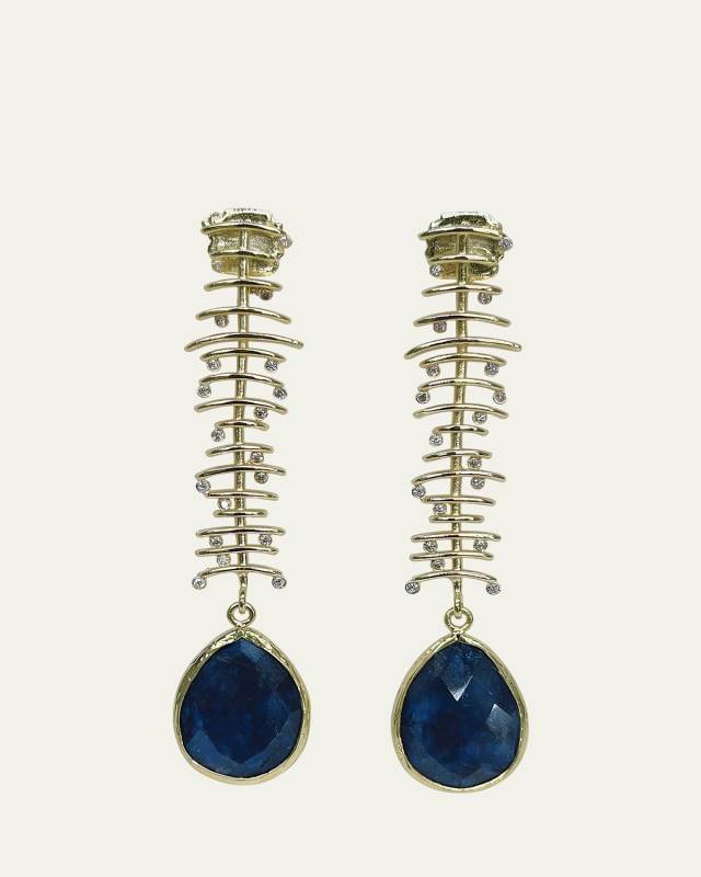 Spine Earrings with Lapis